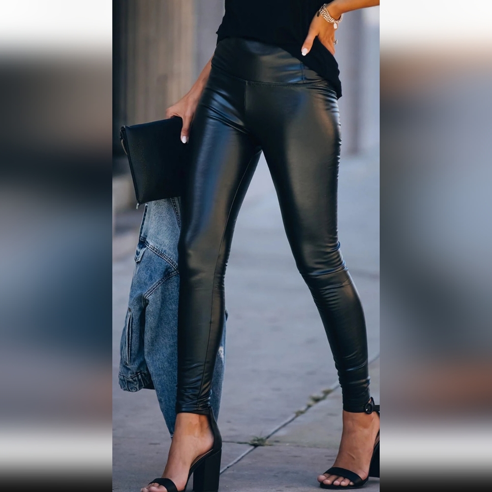 Black Faux Leather High Weisted Leggings